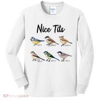 Nice Tits Funny Bird Watching Birding Kids Long Sleeve Shirt thumb 0