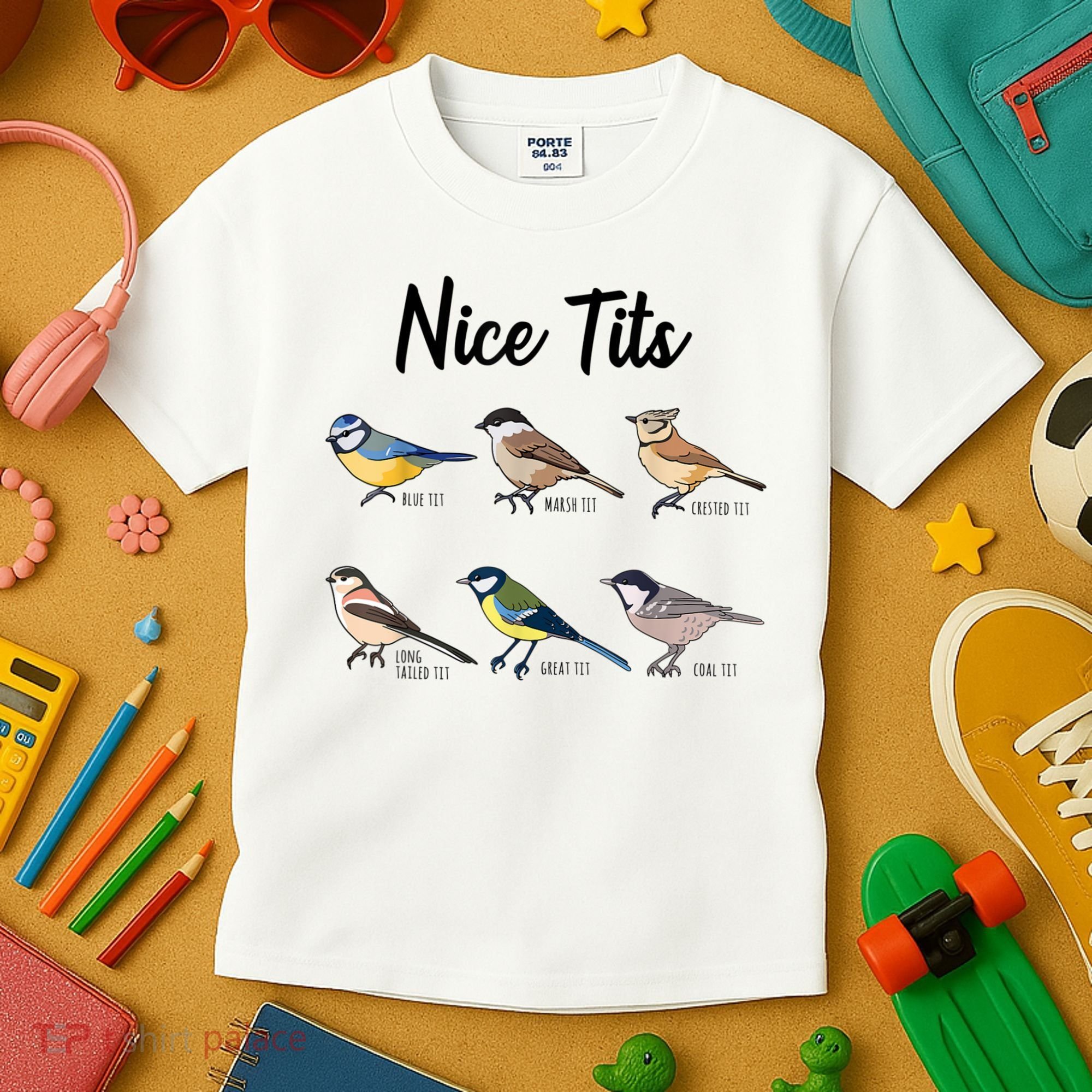 Nice Tits Funny Bird Watching Birding Kids T-Shirt