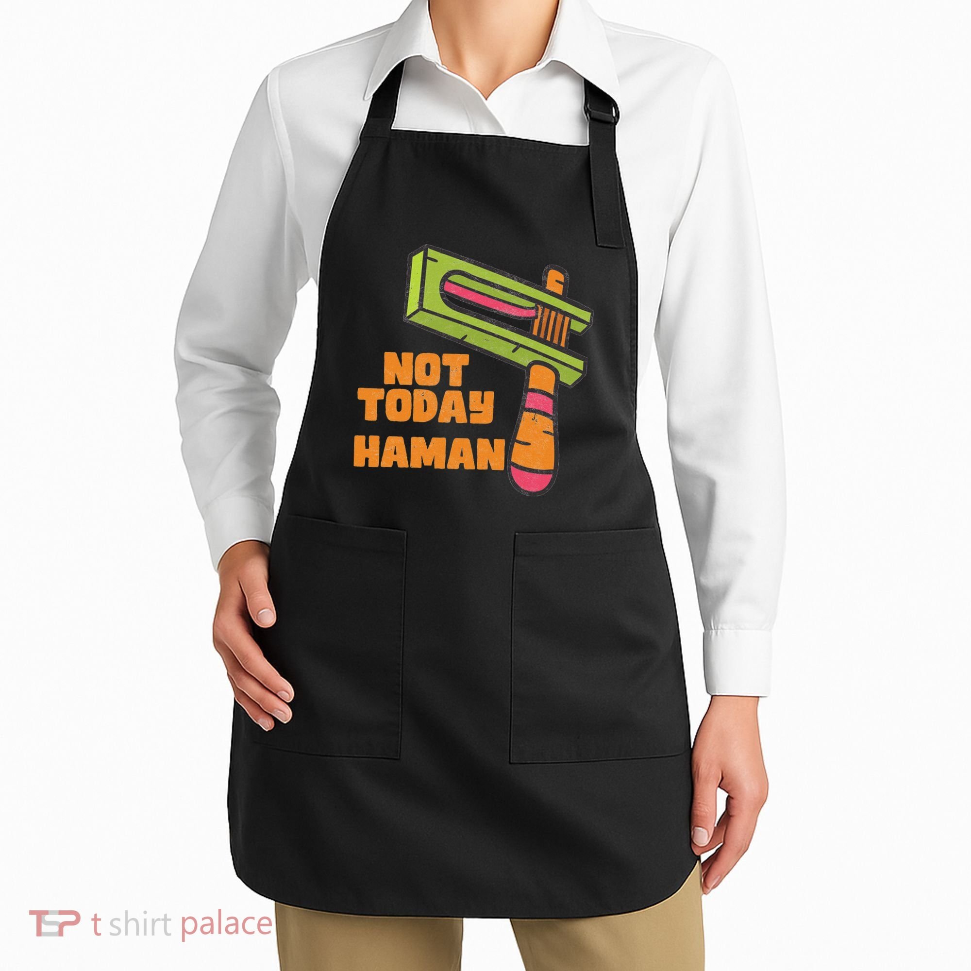 Not Today Haman Costume Purim Queen Esther Party Groggers Apron
