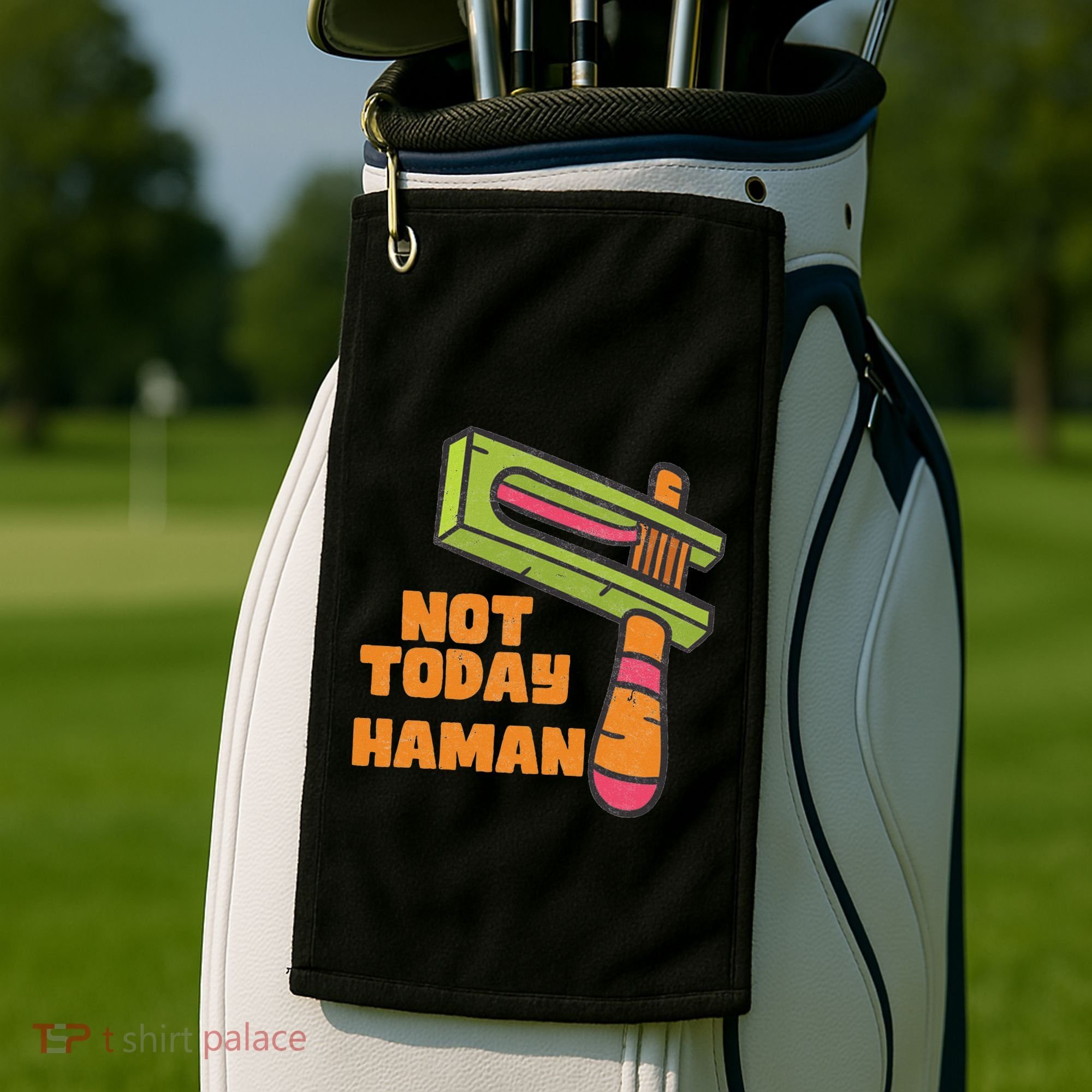 Not Today Haman Costume Purim Queen Esther Party Groggers Golf Towel