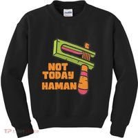 Not Today Haman Costume Purim Queen Esther Party Groggers Kids Sweatshirt thumb 0