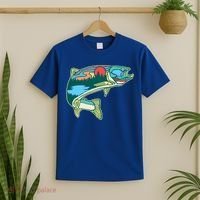 Nature Trout Illustration Vintage Fly Fishing Retro Graphic Gift T-Shirt thumb 2
