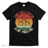Nerd Think Like A Proton Stay Positive Retro Chemistry T-Shirt thumb 0