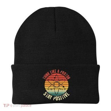 Nerd Think Like A Proton Stay Positive Retro Chemistry Beanie