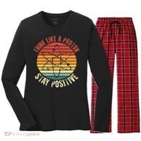 Nerd Think Like A Proton Stay Positive Retro Chemistry Women's Long Sleeve Flannel Pajama Set  thumb 0