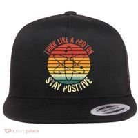 Nerd Think Like A Proton Stay Positive Retro Chemistry Flat Bill Trucker Hat thumb 0