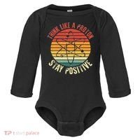 Nerd Think Like A Proton Stay Positive Retro Chemistry Baby Long Sleeve Bodysuit thumb 0