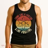Nerd Think Like A Proton Stay Positive Retro Chemistry Tank Top thumb 3