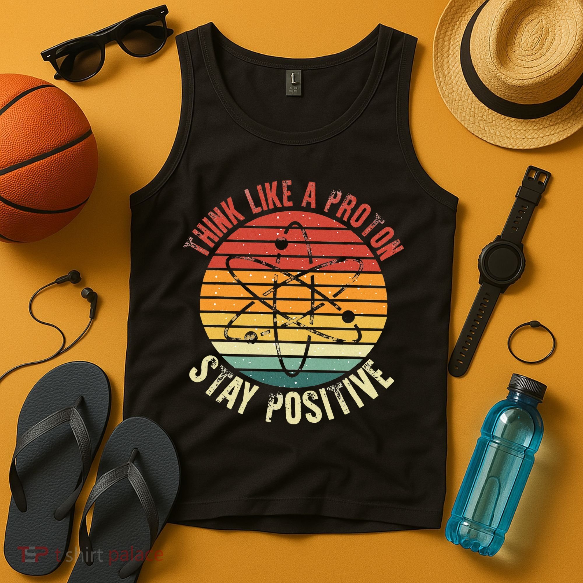 Nerd Think Like A Proton Stay Positive Retro Chemistry Tank Top