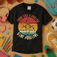 Nerd Think Like A Proton Stay Positive Retro Chemistry Kids T-Shirt thumb 3