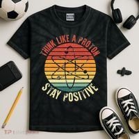 Nerd Think Like A Proton Stay Positive Retro Chemistry Kids Tie-Dye T-Shirt thumb 2