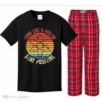Nerd Think Like A Proton Stay Positive Retro Chemistry Kids Plaid Pajama Set thumb 0