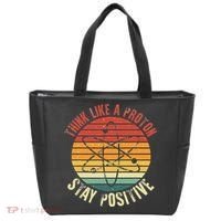 Nerd Think Like A Proton Stay Positive Retro Chemistry Tote Bag thumb 0