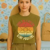 Nerd Think Like A Proton Stay Positive Retro Chemistry Garment-Dyed Women's Muscle Tee thumb 4