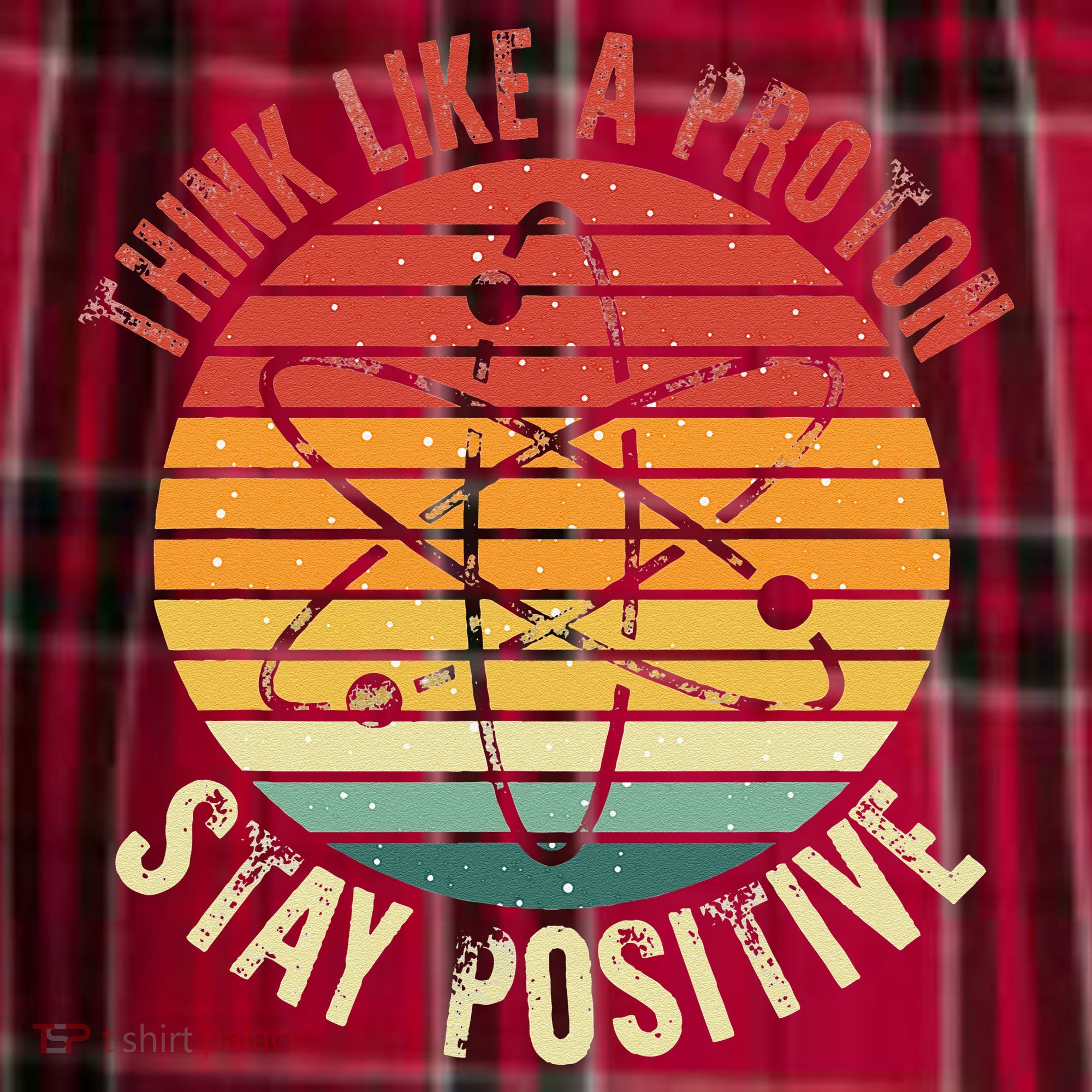 Nerd Think Like A Proton Stay Positive Retro Chemistry Women's Flannel Plaid Pajama Pants