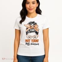 No Today Messy Bun Multiple Sclerosis Ms Awareness Multiple Sclerosis Women's T-Shirt thumb 4