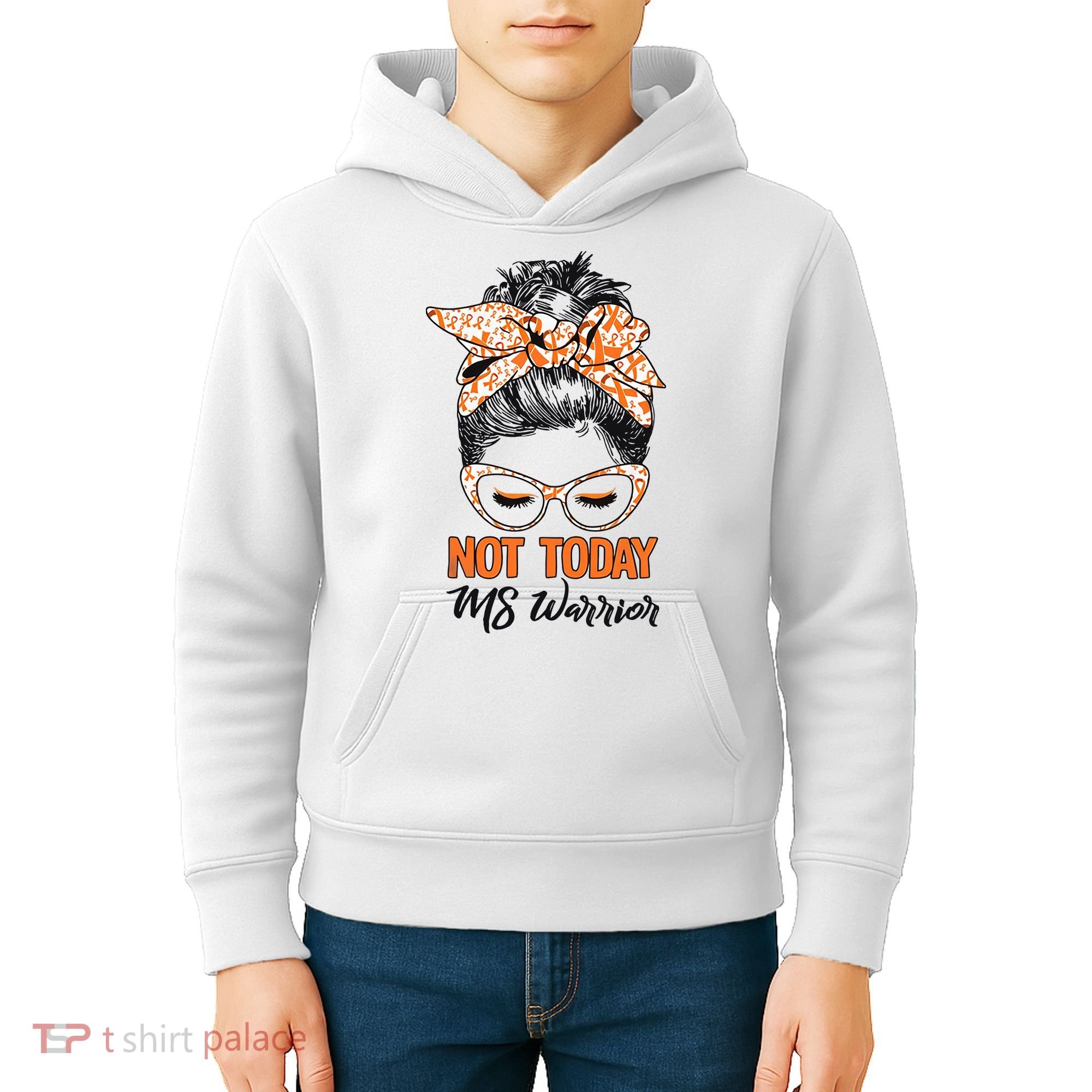 No Today Messy Bun Multiple Sclerosis Ms Awareness Multiple Sclerosis Kids Hoodie