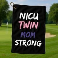 Nicu Twin Mom Strong Gift Golf Towel thumb 1