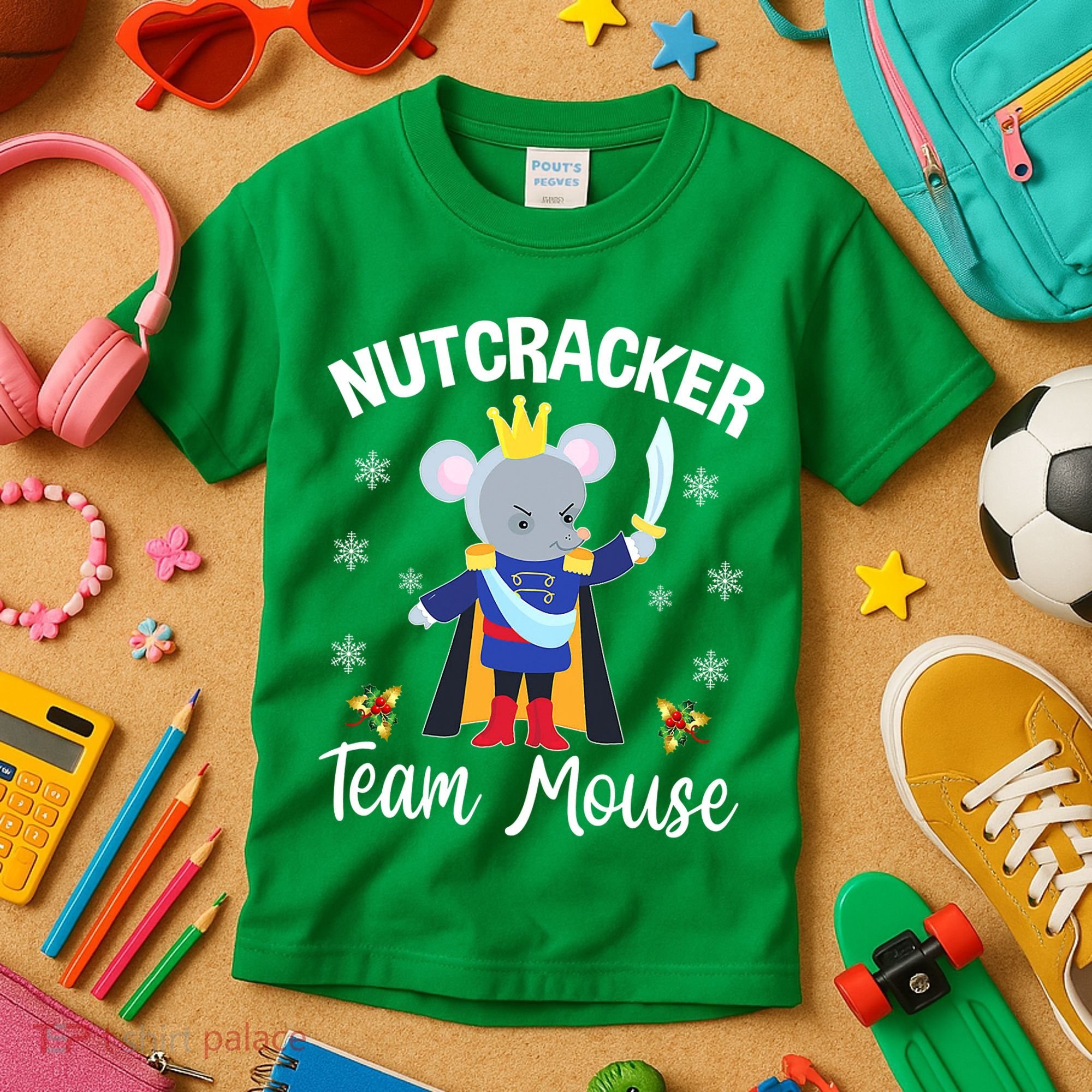 Nutcracker Team Mouse Holiday Christmas Boy Girls Kids T-Shirt