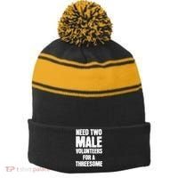 Need Two Male Volunteers For A Threesome Stripe Pom Pom Beanie thumb 0