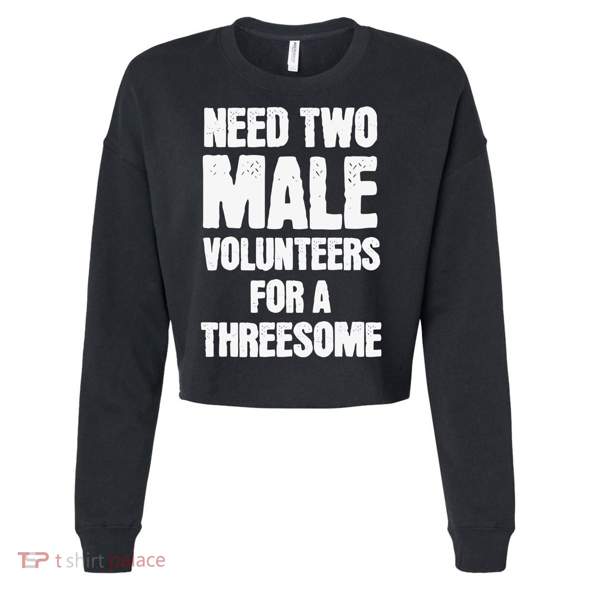 Need Two Male Volunteers For A Threesome Cropped Pullover Crew