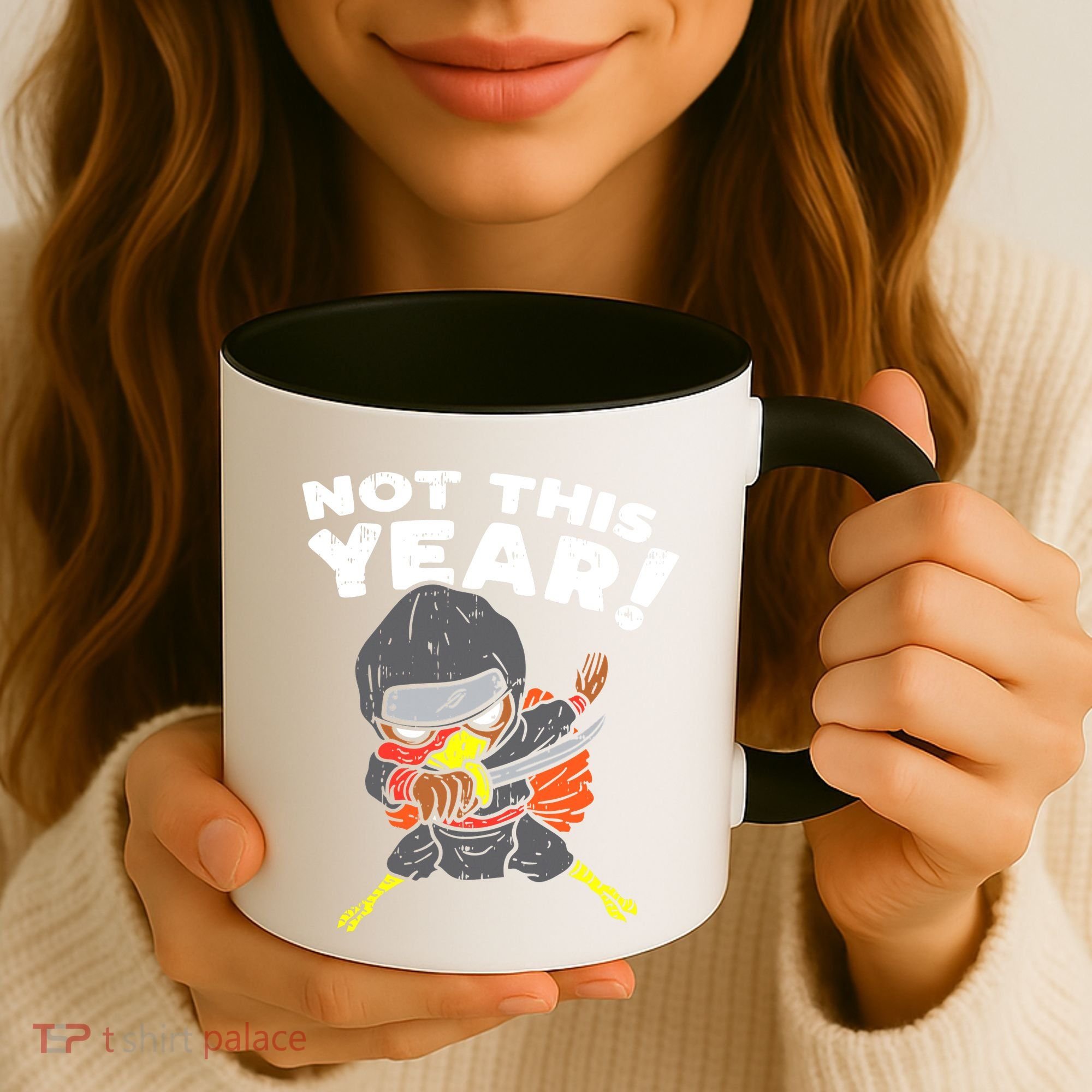 Ninja Turkey Not This Year Thanksgiving Fighter Funny Turkey Coffee Mug