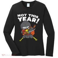 Ninja Turkey Not This Year Thanksgiving Fighter Funny Turkey Women's Long Sleeve Shirt thumb 0