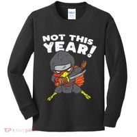 Ninja Turkey Not This Year Thanksgiving Fighter Funny Turkey Kids Long Sleeve Shirt thumb 0