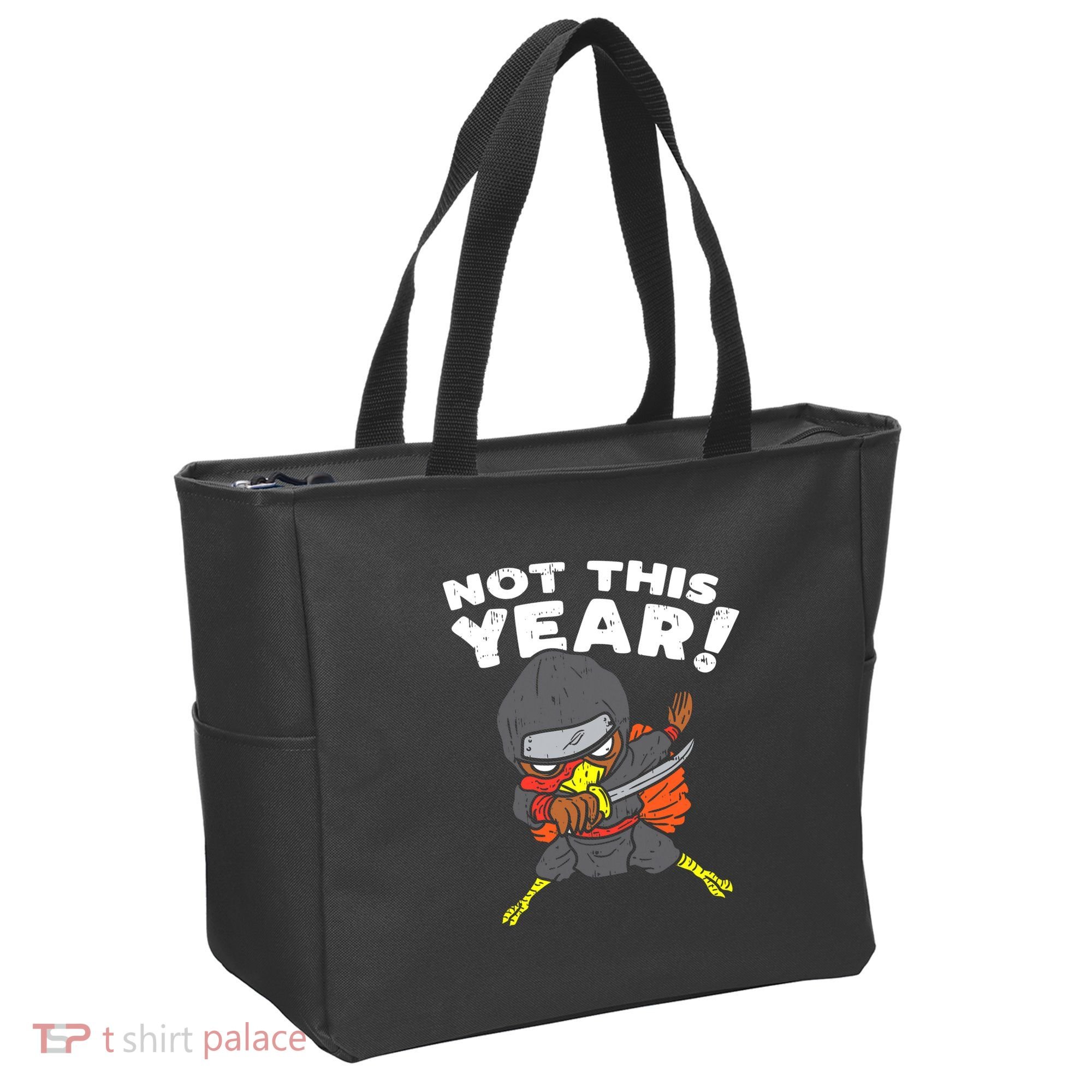 Ninja Turkey Not This Year Thanksgiving Fighter Funny Turkey Tote Bag
