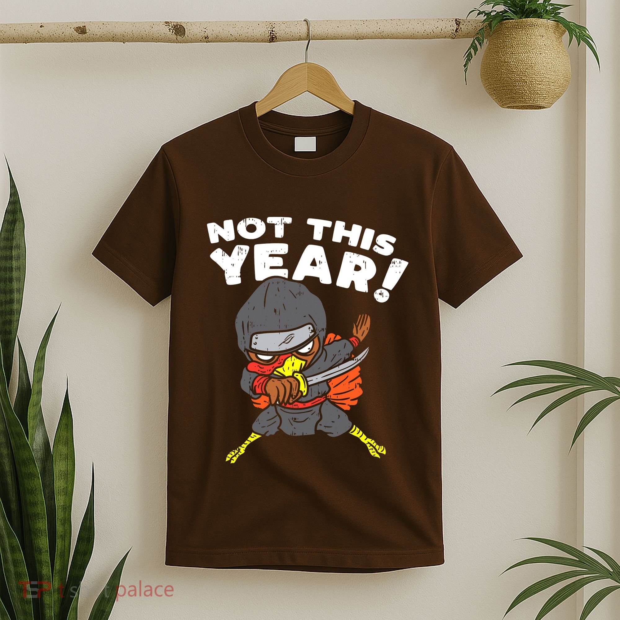 Ninja Turkey Not This Year Thanksgiving Fighter Funny Turkey T-Shirt