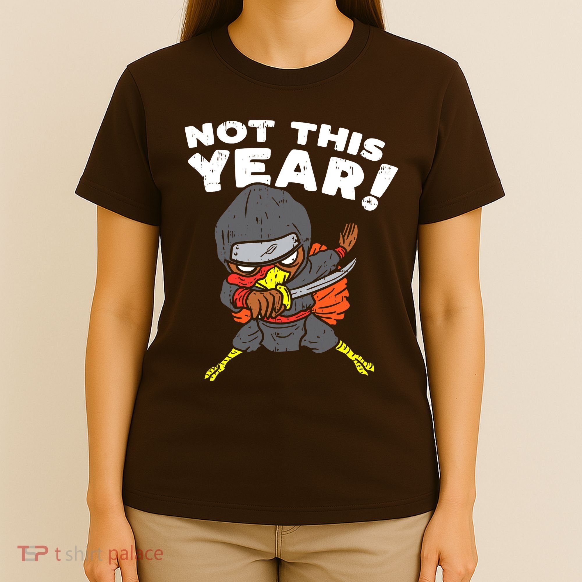 Ninja Turkey Not This Year Thanksgiving Fighter Funny Turkey T-Shirt
