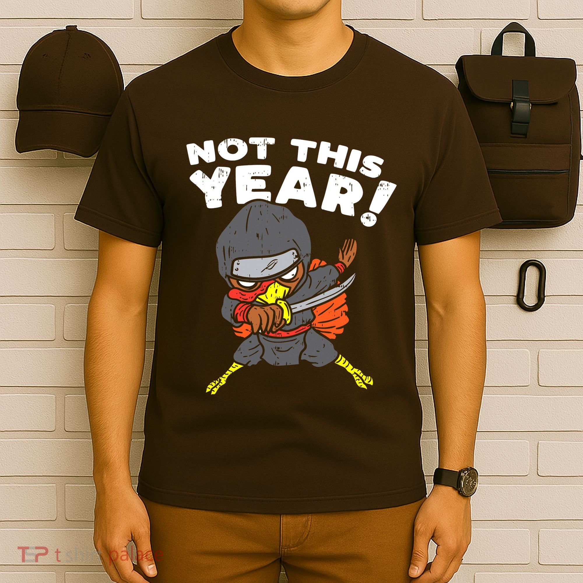 Ninja Turkey Not This Year Thanksgiving Fighter Funny Turkey T-Shirt