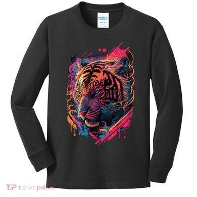 Neon Tiger Kids Long Sleeve Shirt