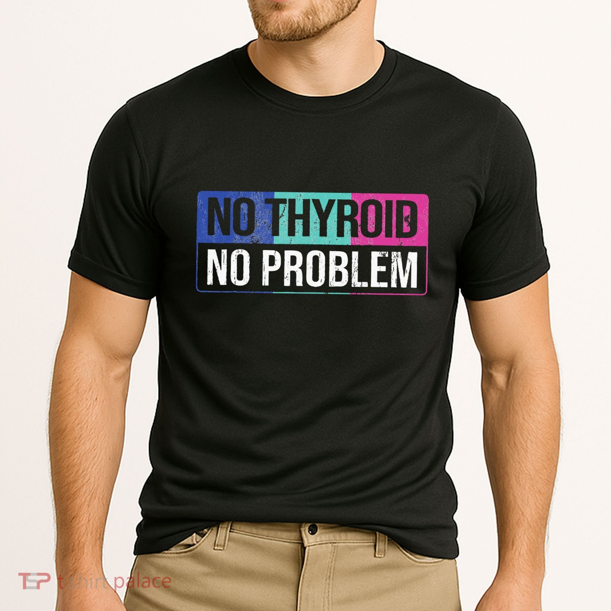 No Thyroid No Problem Thyroid Cancer Awareness Cancer Ribbon Cooling Performance Crew T-Shirt