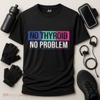 No Thyroid No Problem Thyroid Cancer Awareness Cancer Ribbon Cooling Performance Crew T-Shirt thumb 3
