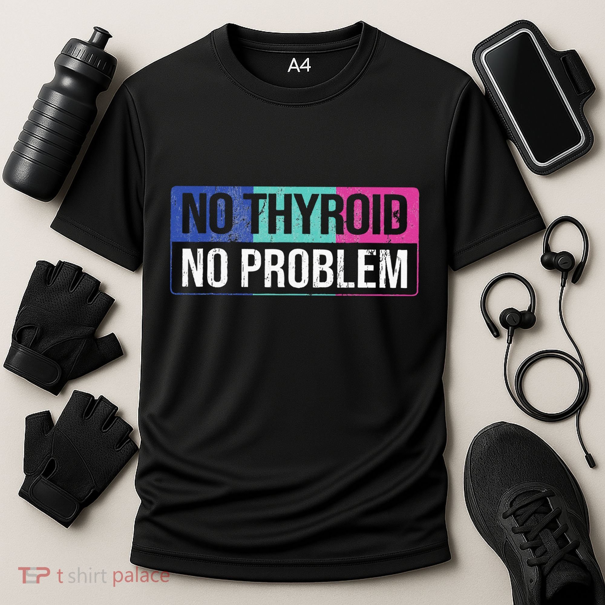 No Thyroid No Problem Thyroid Cancer Awareness Cancer Ribbon Cooling Performance Crew T-Shirt
