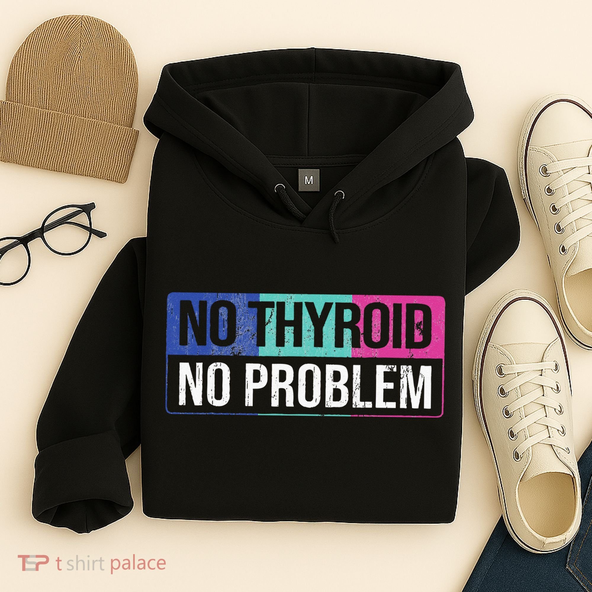 No Thyroid No Problem Thyroid Cancer Awareness Cancer Ribbon Hoodie
