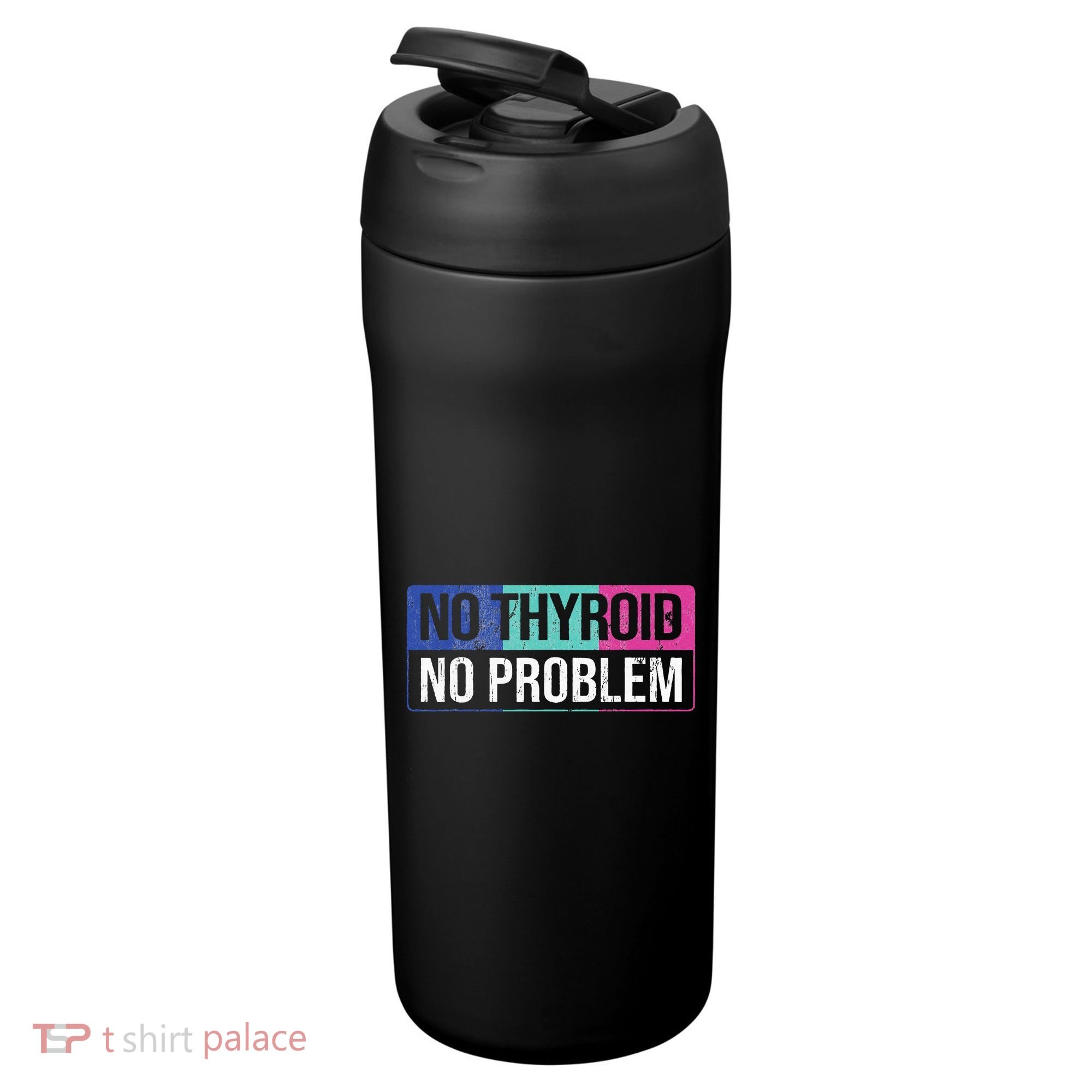 No Thyroid No Problem Thyroid Cancer Awareness Cancer Ribbon 24oz Duet Stainless Steel Tumbler