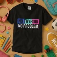 No Thyroid No Problem Thyroid Cancer Awareness Cancer Ribbon Kids T-Shirt thumb 3