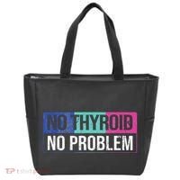 No Thyroid No Problem Thyroid Cancer Awareness Cancer Ribbon Tote Bag thumb 0