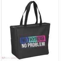 No Thyroid No Problem Thyroid Cancer Awareness Cancer Ribbon Tote Bag thumb 2