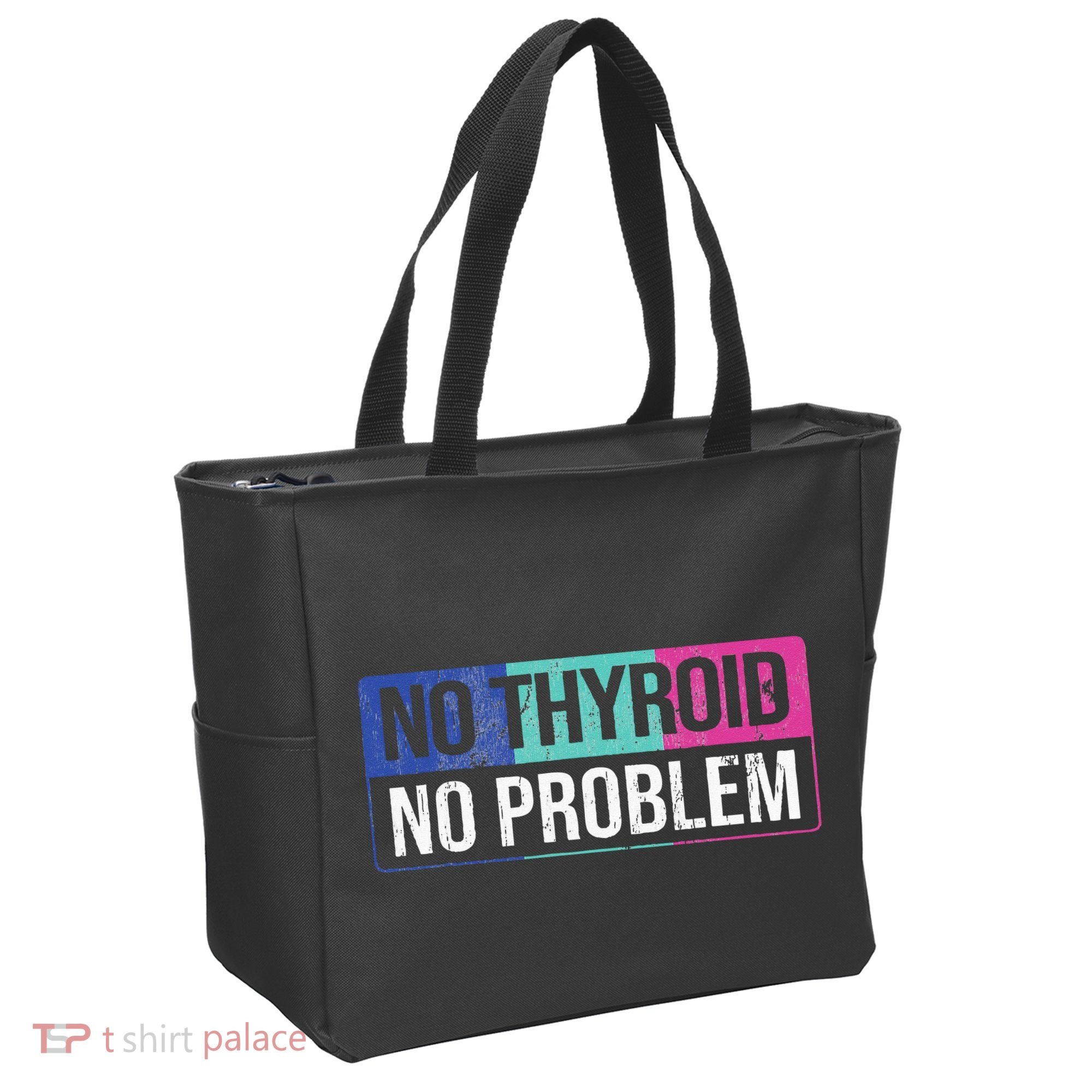 No Thyroid No Problem Thyroid Cancer Awareness Cancer Ribbon Tote Bag