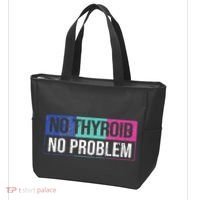 No Thyroid No Problem Thyroid Cancer Awareness Cancer Ribbon Tote Bag thumb 3