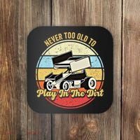 Never Too Old To Play In The Dirt Funny Sprint Car Racing Cute Gift Coaster thumb 0