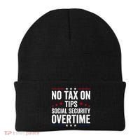 No Tax On Tips Social Security Overtime Trump 2024 Beanie thumb 0