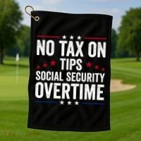 No Tax On Tips Social Security Overtime Trump 2024 Golf Towel thumb 1