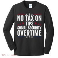 No Tax On Tips Social Security Overtime Trump 2024 Kids Long Sleeve Shirt thumb 0