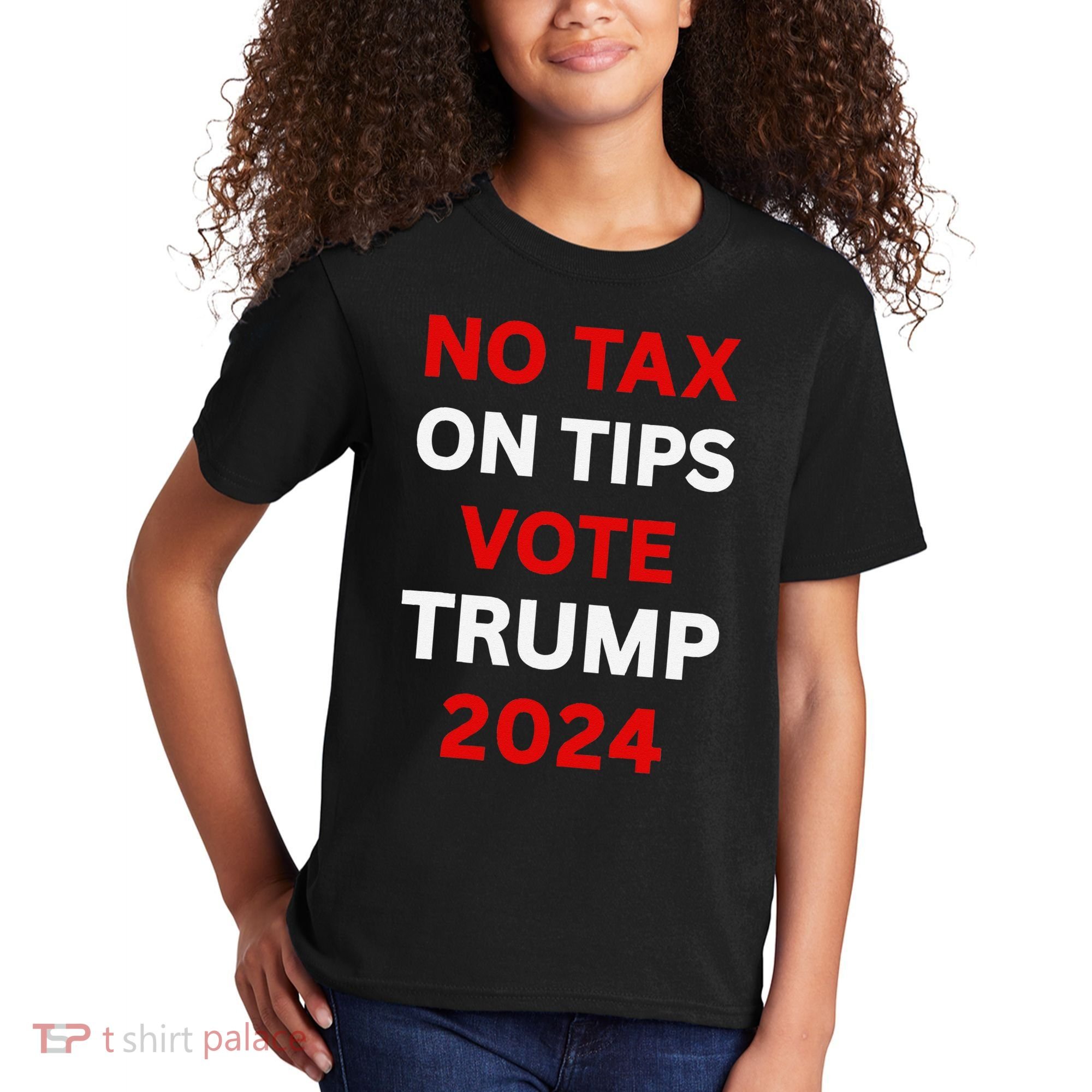 No Tax On Tips Vote Trump 2024 Take America Back Protrump Kids T-Shirt