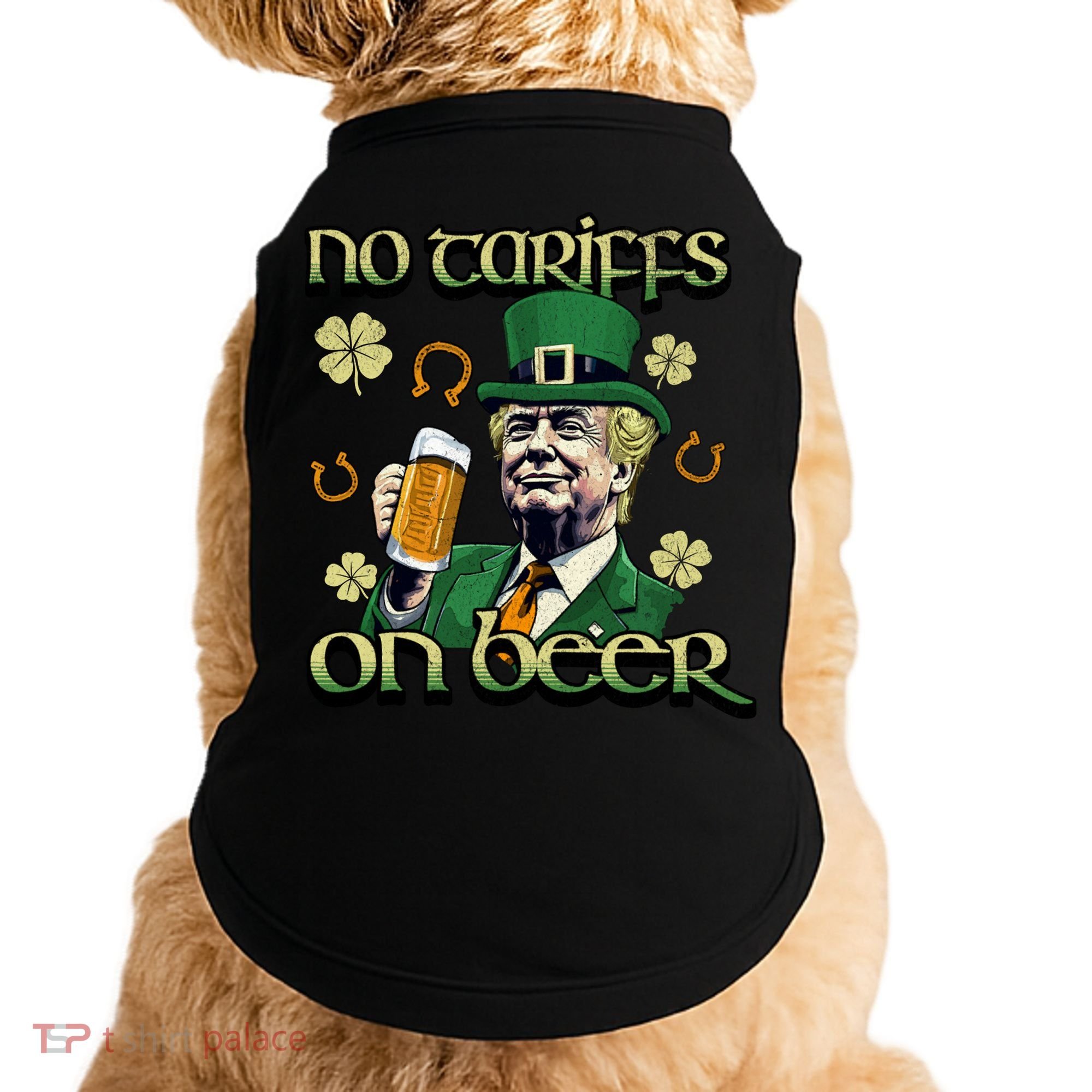 No Tariffs On Beer Funny St Patricks Day Trump Doggie Tank