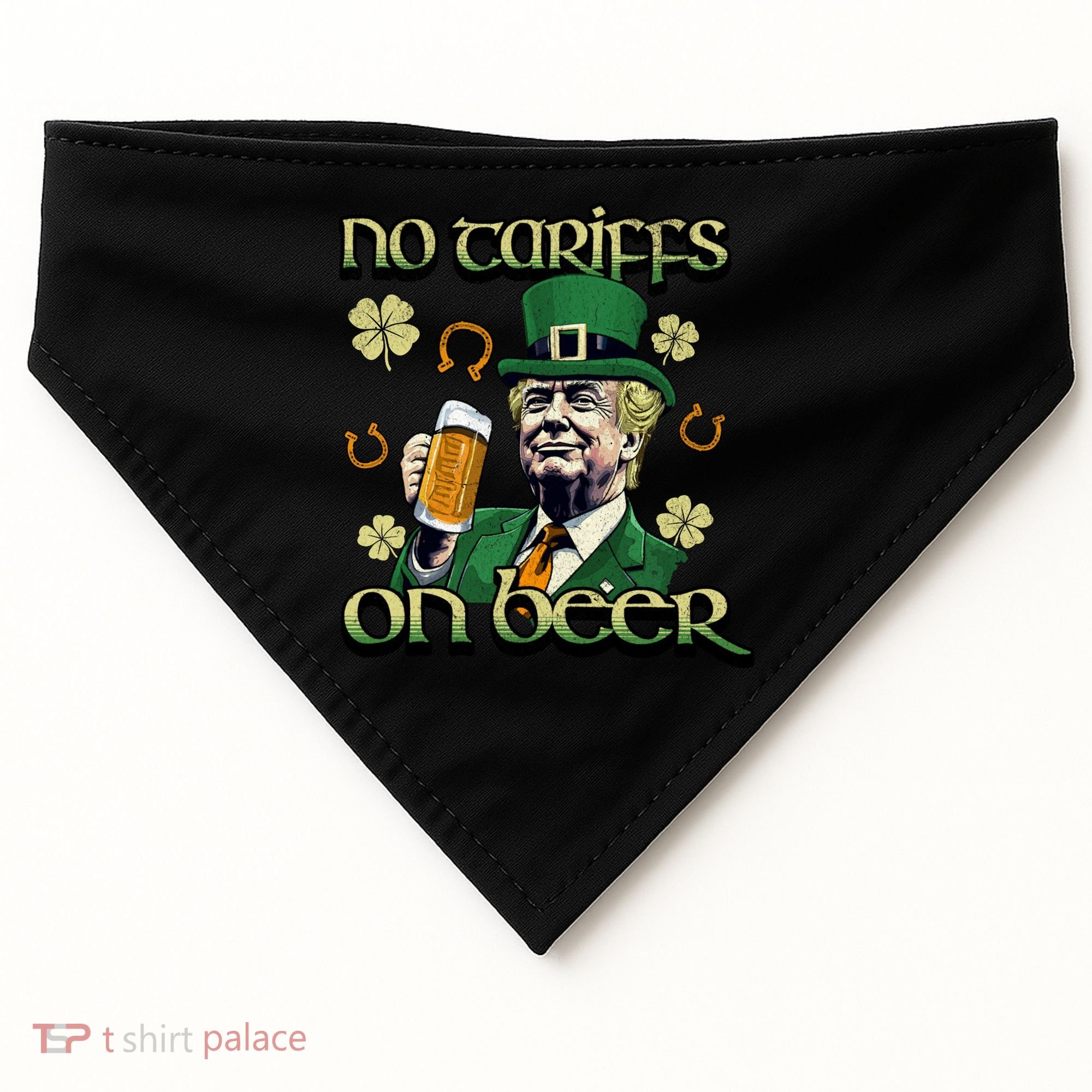 No Tariffs On Beer Funny St Patricks Day Trump USA-Made Doggie Bandana